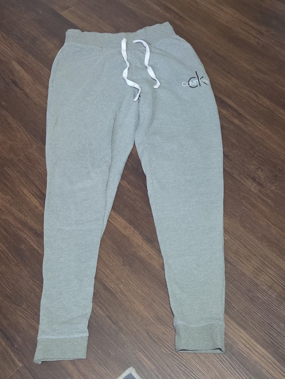 Calvin Klein Kids Light Gray Joggers with White Drawstring